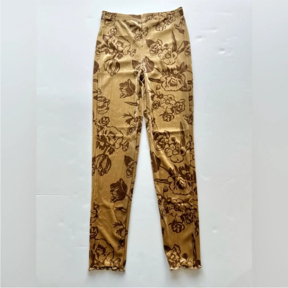 Joyfolie Myla Ochre Floral Velvet Legging Mia Joy